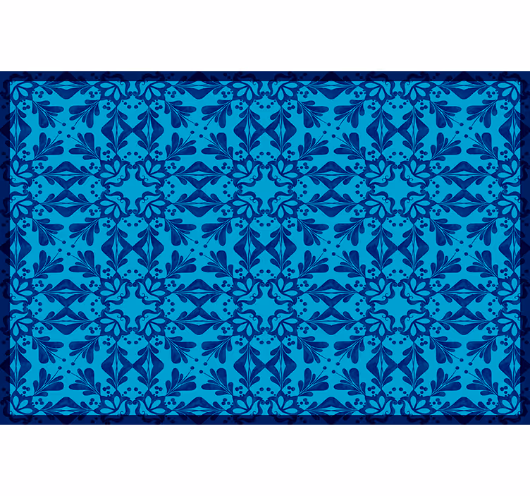 Blind blue floral mosaic border placemat - TenStickers