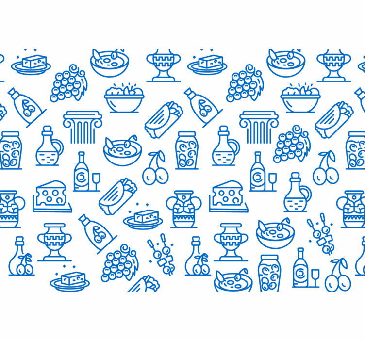 Blind blue greek cuisine symbols - TenStickers