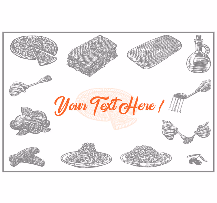 Blind grey italian food icons with text - TenStickers
