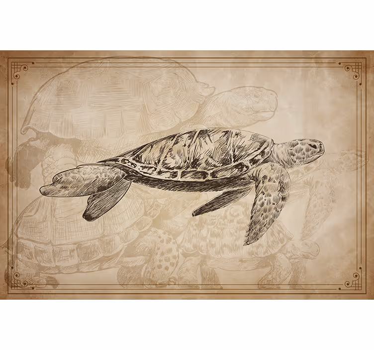 Blind beige unique hand drawn turtles - TenStickers
