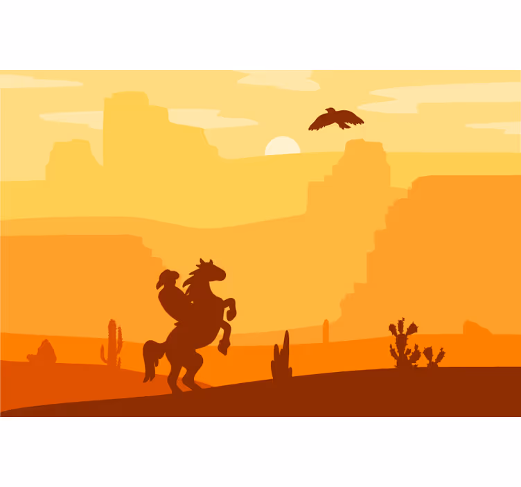 Orange blind cowboy landscape decor - TenStickers