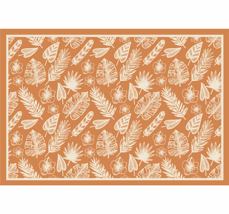 Outdoor blind with white leaves on orange - TenStickers
