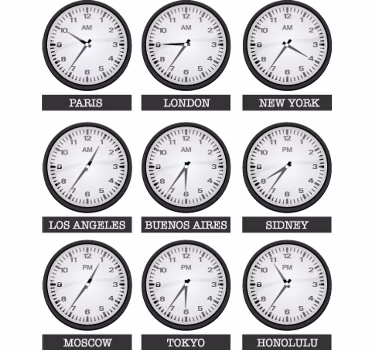 Blind office world clock decorative vinyl - TenStickers