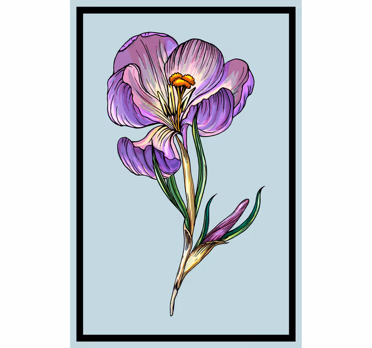 Sweet drawing blue crocus living room blind - TenStickers