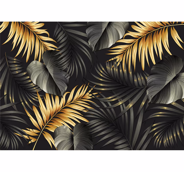 Blind bedroom with golden plants 3d effect - TenStickers