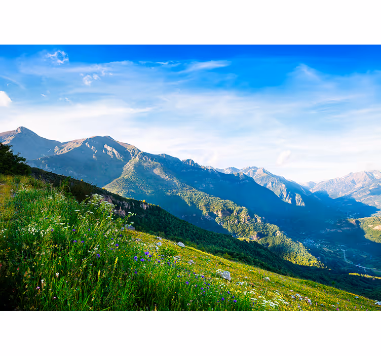 Blind bedroom nature mural mountain views - TenStickers