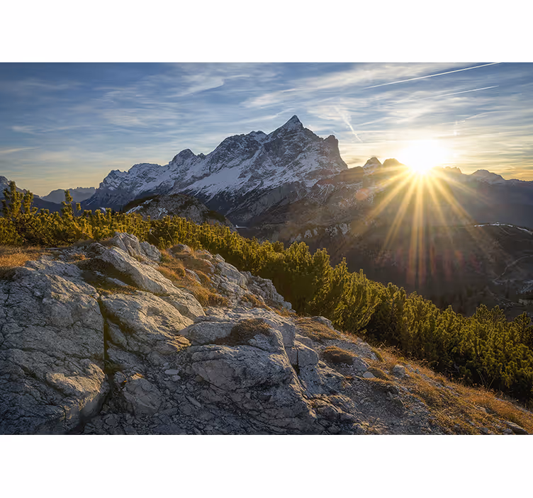 Blind bedroom sunlight reflecting in the mountains - TenStickers