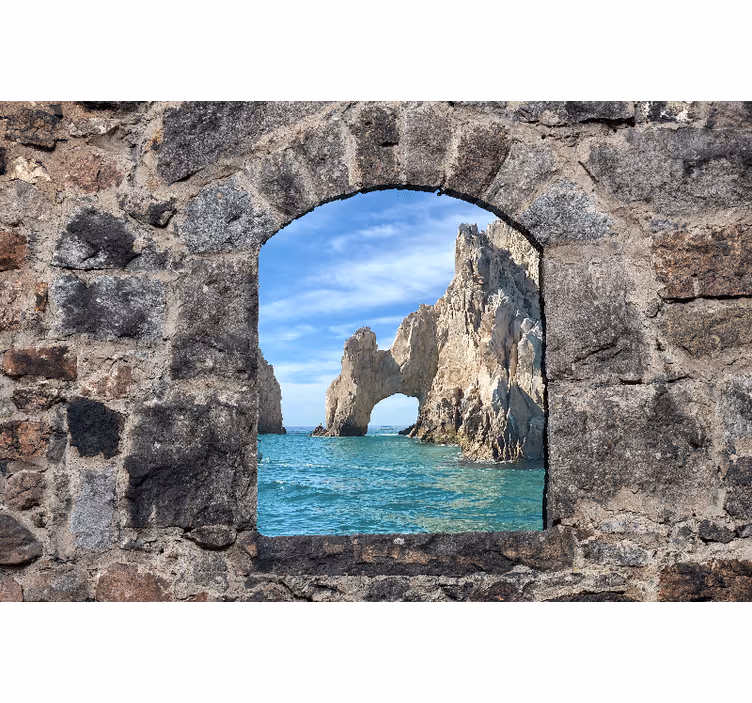 Blind bedroom mediterranean stone ocean view - TenStickers