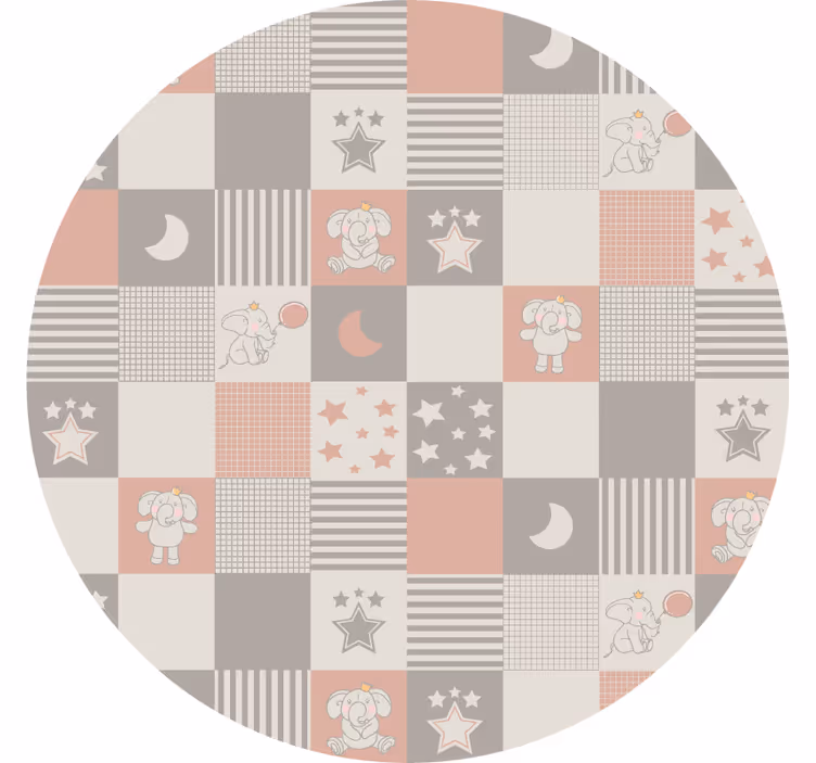 Blind bedroom with circular elephant tiles - TenStickers