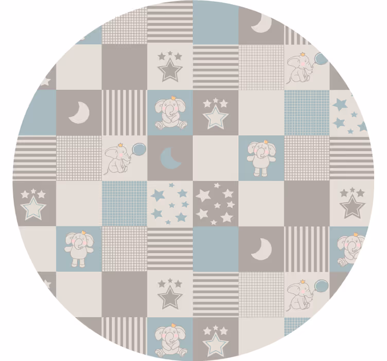 Blind bedroom with circular blue elephant tiles - TenStickers