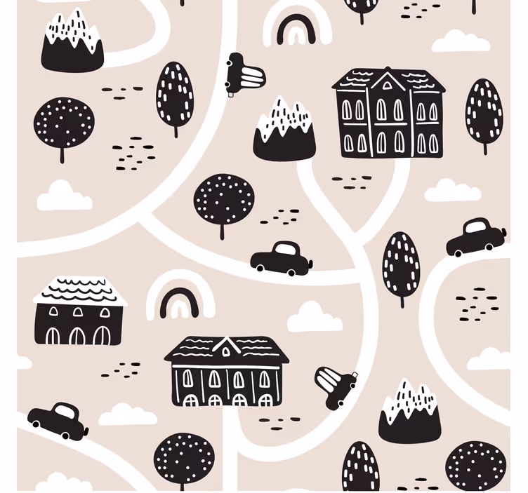 Blind children journey through black and white roads - TenStickers
