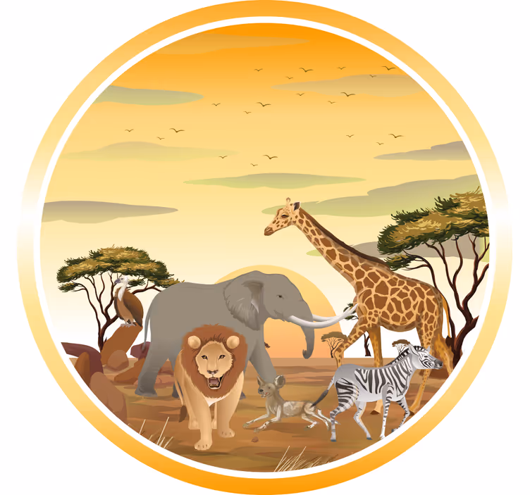 Blind children african animals with plants vinylrugs 2 - TenStickers