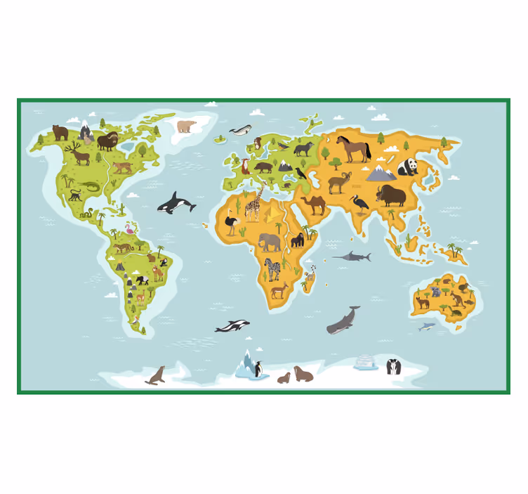 Blind children blue vintage worldmap - TenStickers