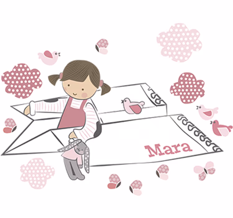 Blind children decorative wall sticker girl airplane - TenStickers