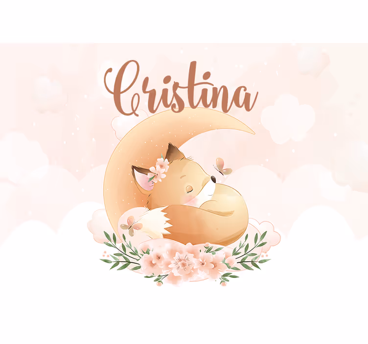 Blind children cute fox for girl with name - TenStickers
