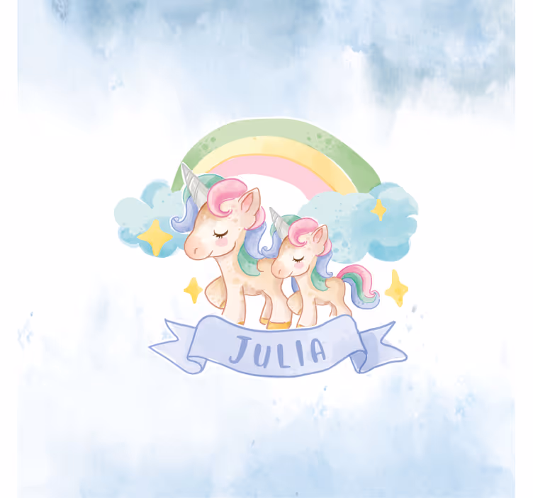 Blind children joyful unicorns across a rainbow - TenStickers