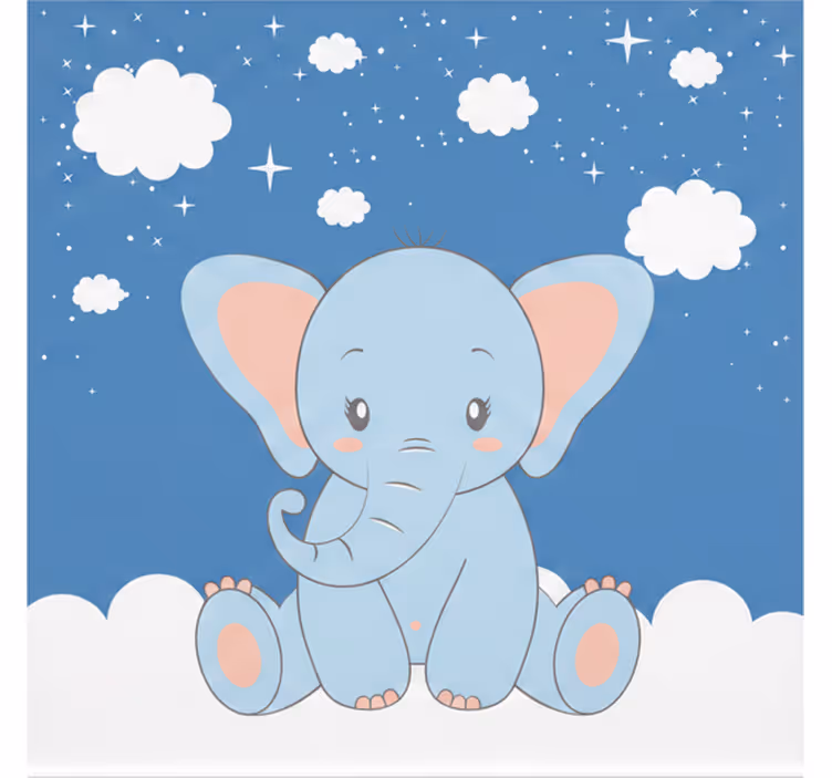 Blind children cute baby cartoon elephant blue - TenStickers
