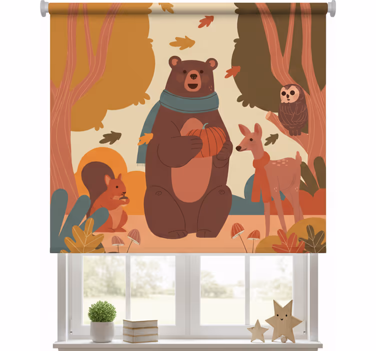 Blind children happy animals in autumn forest - TenStickers