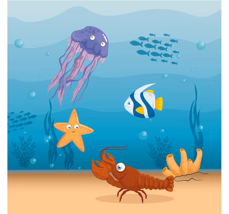 Blind children seaworld life cartoon adventures - TenStickers