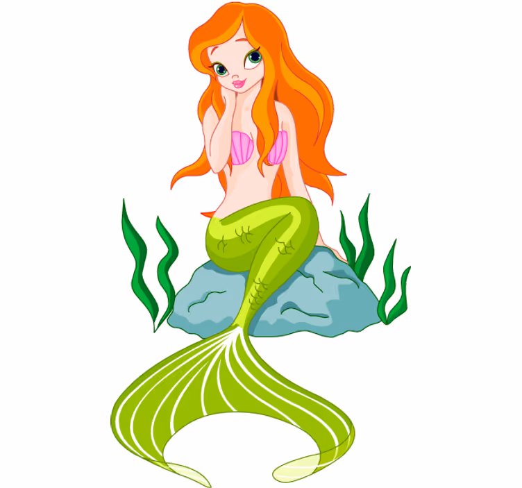 Blind teens sitting mermaid wall sticker - TenStickers