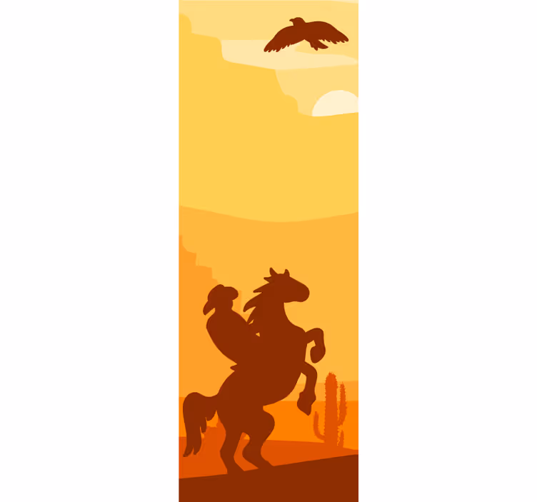 Blind teens cowboy landscape door - TenStickers