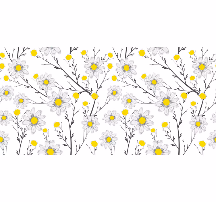 White window blind with classical daisy flower - TenStickers