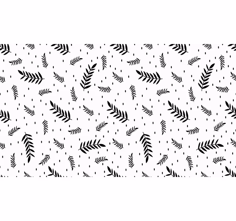 White window blind with black and white leaves - TenStickers