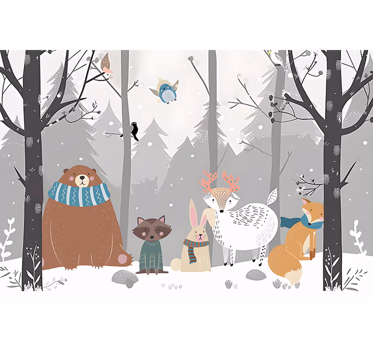 Nursery roller blind featuring cartoon forest animals - TenStickers
