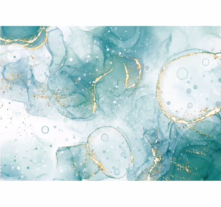 Turquoise and gold marble pattern roller blind - TenStickers