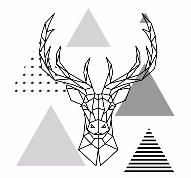 Blind office black and white reindeer drawing - TenStickers