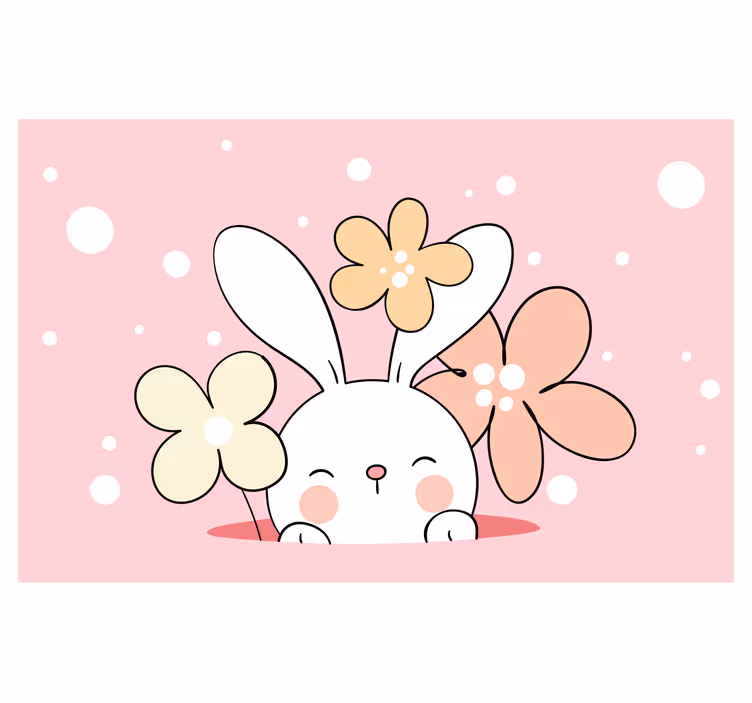 Fun blind rabbit on dotted background - TenStickers