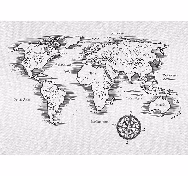 World map roller blind elegant worldmap drawing - TenStickers