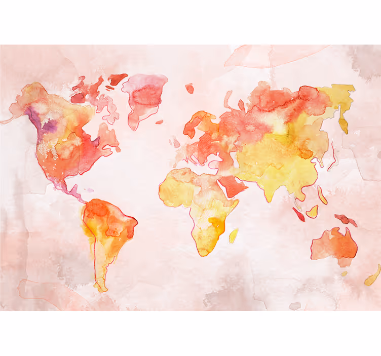 World map roller blind in pastel watercolor design - TenStickers