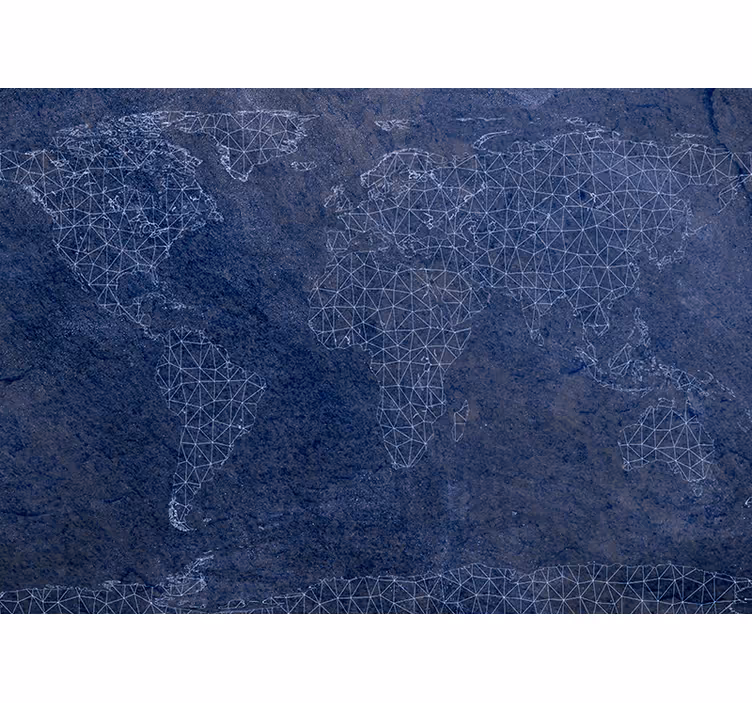 World map roller blind blue connected world map - TenStickers