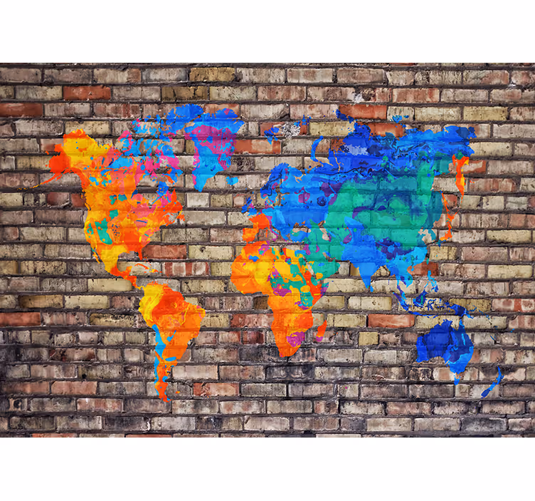 World map roller blind political full color map - TenStickers
