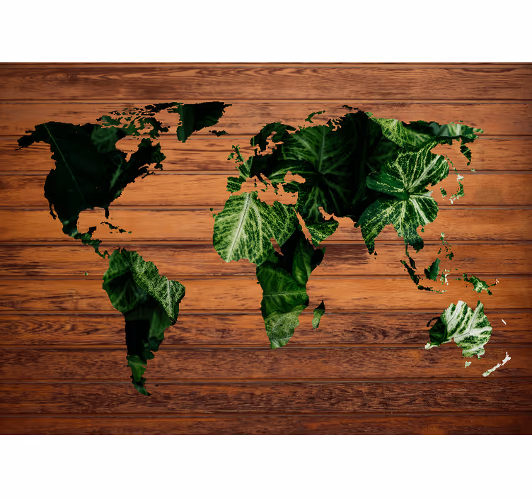 World map roller blind jungle and wood design - TenStickers