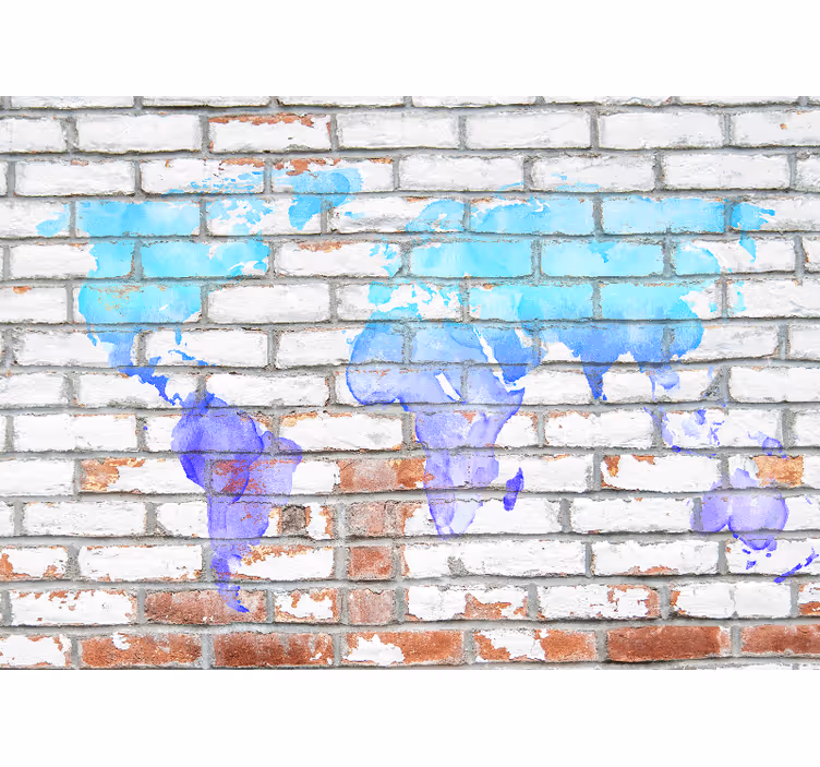World map roller blind in blue watercolor design - TenStickers