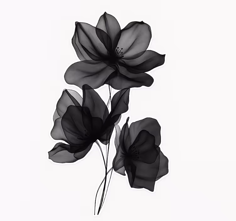 Master bedroom shades black translucent flowers - TenStickers