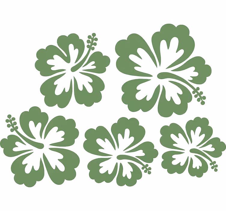 Floral roller blind in sage green hibiscus design - TenStickers
