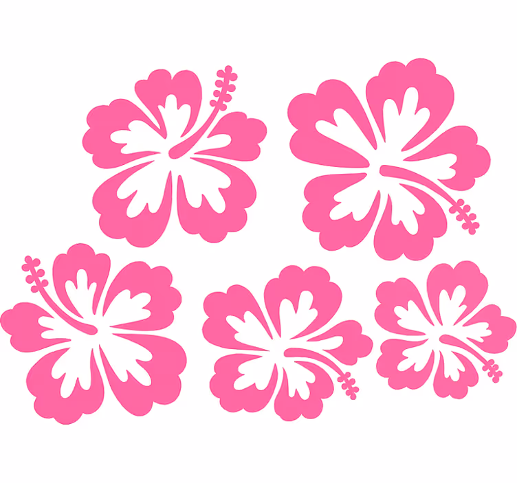 Floral roller blind pink hibiscus flower silhouette - TenStickers