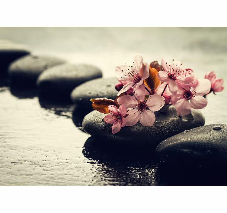 Zen blind pebbles floral calm - TenStickers