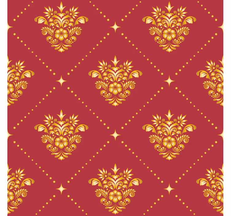 Red blind with golden damask pattern - TenStickers