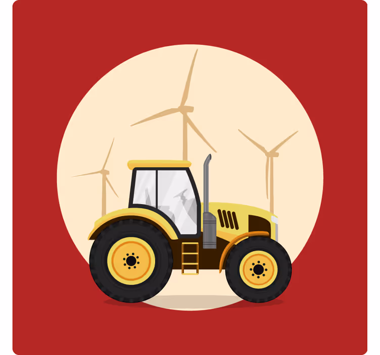 Red blind yellow and red tractor - TenStickers