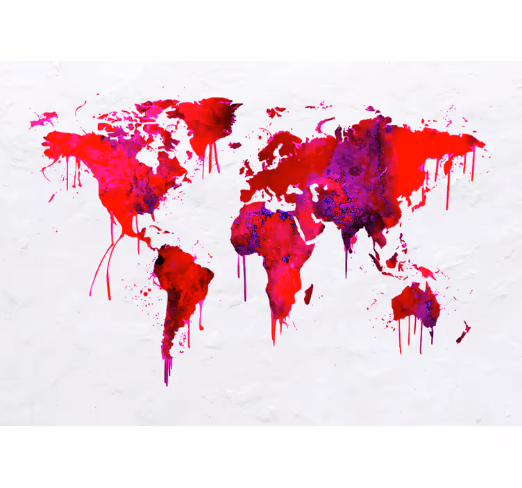 Red blind with red watercolor world map design - TenStickers