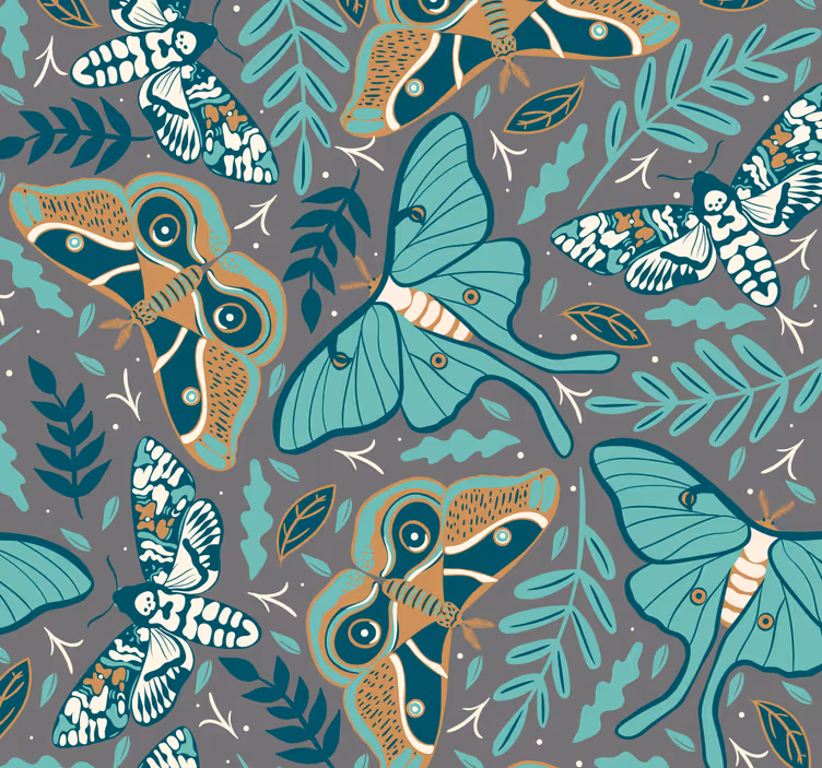 Blind teens wallpaper in green and blue butterflies - TenStickers