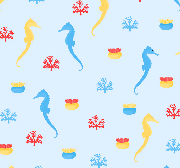Blind teens seahorse and coral products - TenStickers
