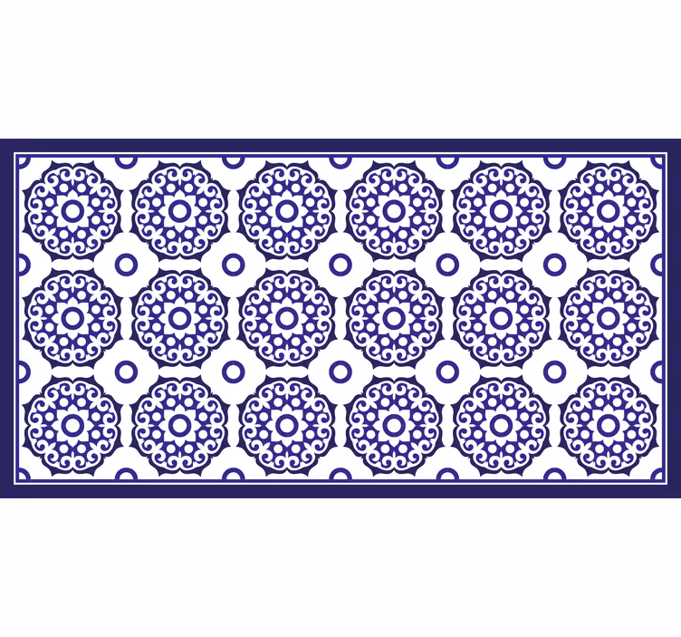 Bathroom blind in light blue classic floral design - TenStickers