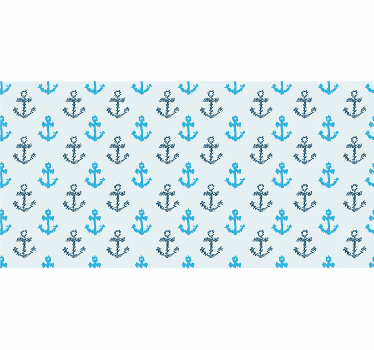 Bathroom blind with distorted blue anchor pattern - TenStickers