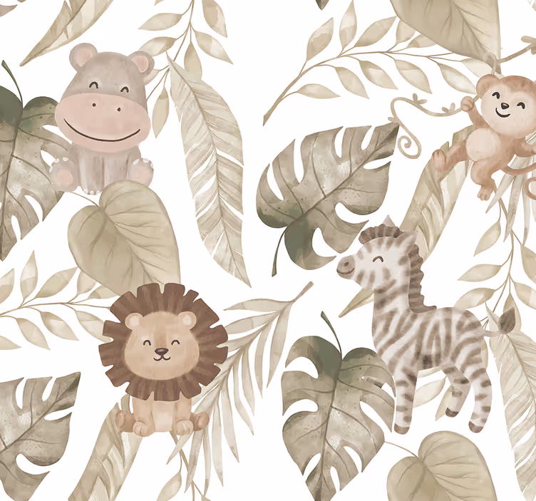 Nursery roller blind beige jungle design - TenStickers