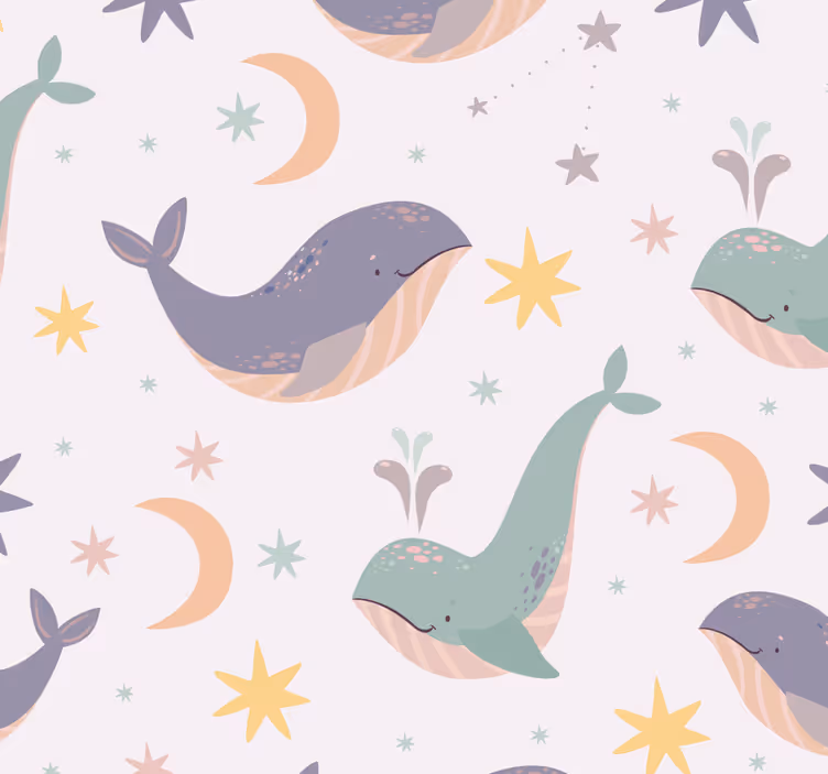 Nursery roller blind whimsical whale patterns - TenStickers